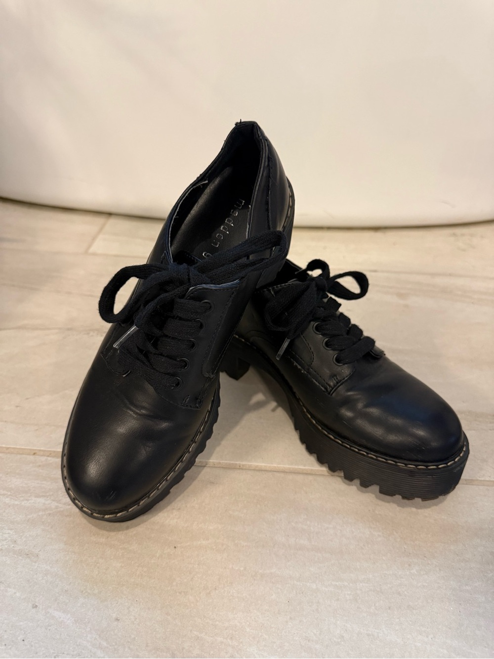 Madden Girl Black Lace-Up Platform Oxfords for Women